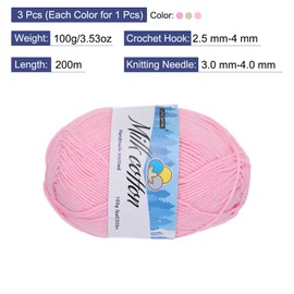 Rebower Cotton Yarn,65% Cotton and 35% Acrylic Fibers Soft Knitting Yarn[for Hand DIY Bag Cushion Crocheting Knitting Projects Home Decor],3 Skeins/3×218yards/3×3.53oz/Beige/Pink/Dark Pink