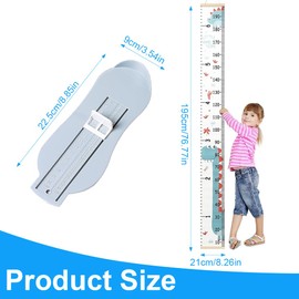 IKOPFLN 1 x Children's Height Chart with Foot Measure, Wooden Height Chart for Children, Baby Growth Charts, Wall Hanging Growth Charts, Measuring Charts for Baby and Toddlers' Room