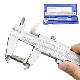 BAIQI Vernier Caliper Measuring Tool,0-6"/0-150mm Manual Stainless Steel Caliper,High Accuracy 0.001In/0.02mm Dual Imperial/Metric Scale High Precision Micrometer