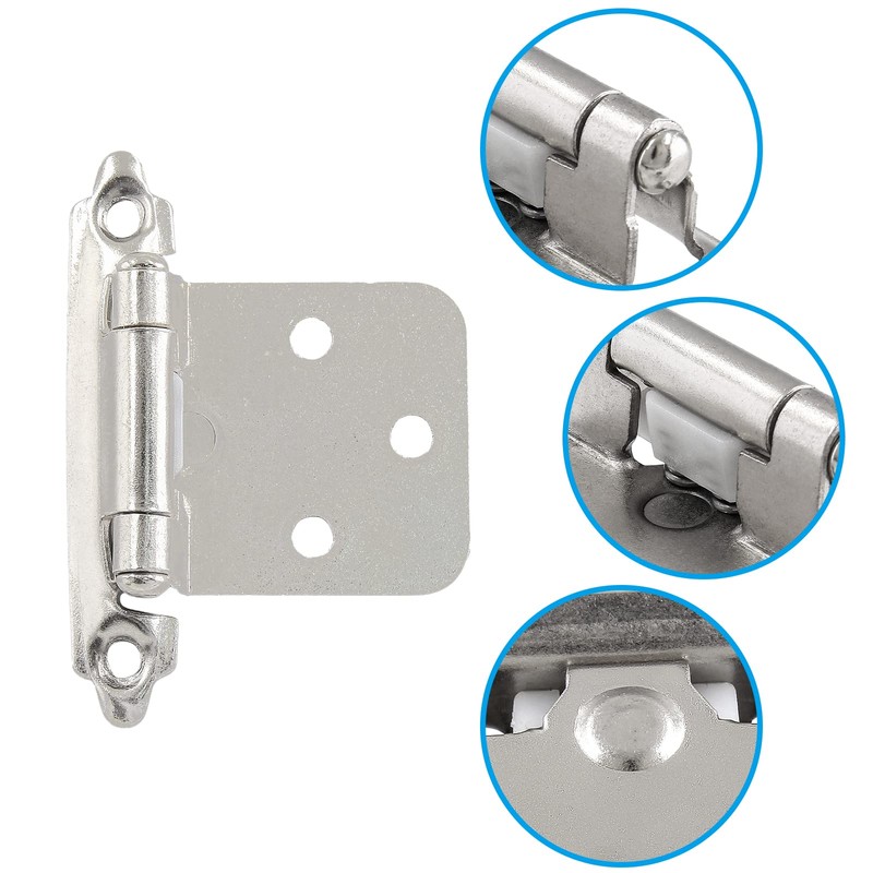 Aracombie 1/2 Inch Overlay Cabinet Hinges,20 Pcs-10 Pairs Satin Chrome