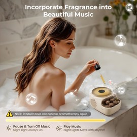 RichBird Speakers Bluetooth Wireless, 3 in 1 Protable Cute Speakers with Aromatic Tray, Vintage Record Player Look, Adjustable Ambient Lights for Home Office Decor, Gifts for Mother, Girlfriend, Men