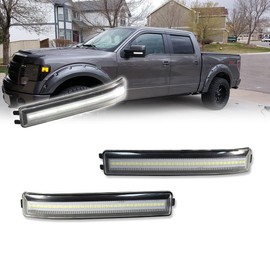 GTINTHEBOX Clear Lens White Led Side Mirror Marker Turn Signal Light Lamp for 2009-2014 Ford F150