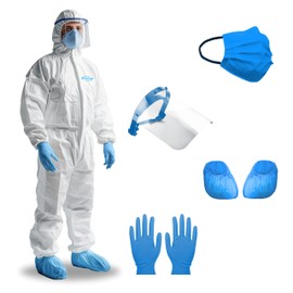 Zimchado Professional Hazmat Suit Kit - Full Body hazmat suits disposable Coveralls with Hood & Reinforced Zipper Heavy Duty (With Seal Tape, Small)