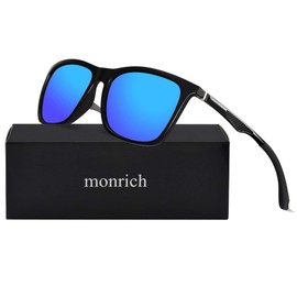 Polarized Sunglasses for Men Aluminum Mens Sunglasses Driving Rectangular Sun Glasses For Men/Women (Deep Blue Lens/Matte Black Frame)