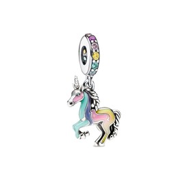 Manyilus unicorn charms horse charms 925 Sterling Silver Charm are suitable for charm necklaces and bracelets,Also butterfly dragonfly cat amulet love heart charm beads. jewelry gift for women.