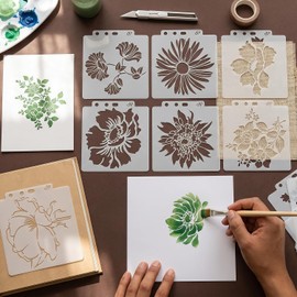 Mandala Plantillas Reutilizables - 9 Diseños para Pintar y Estampado - Álbum de Recortes y Sello - Papel y Tarjeta - Plantilla