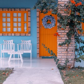 18'' Hydrangea Wreath, Blue, Front Door Wreath, Hand Made Summer Wreath, Artificial