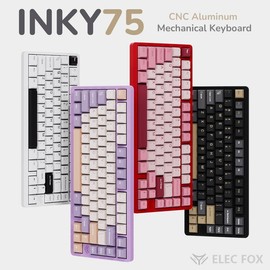 Elecfox INKY75 75% Aluminum Mechanical Keyboard with Rechargeable RGB Backlight, Keyboards & Mice Accessories, Creamy Keyboards PC accessories - Color: Raven Black