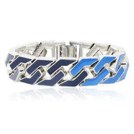 8 inch Cuban Link Bracelet Gold Plated Copper Hip Hop CZ Diamond Iced Out Jewelry Gift For Men Women (B Silver)