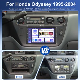 AMEROBO 4+64G Car Radio for Honda Odyssey 1995-2004 with Carplay & Android Auto, 7 Inch Touchscreen Double Din Car Stereo with Bluetooth, GPS Navigation, FM Radio, DSP, Mirror Link, Backup Camera