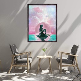 Vanknono DIY 5D Diamond Painting Kit for Adult Kids Beginner, Mermaid Pattern Full Drill Round Diamond Embroidery Arts Painting by Number Kit for Relaxation, Home Wall Decor Gift