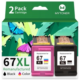 MYTONER 67 Ink Remanufactured Ink Cartridge Combo Pack Replacement for HP 67 Ink 67 XXL for DeskJet 2755e 2755 2700e 2700 2734e 4155e Envy 6055e 6400 6000 Envy Pro 6452 6458 Printer (2 Pack)