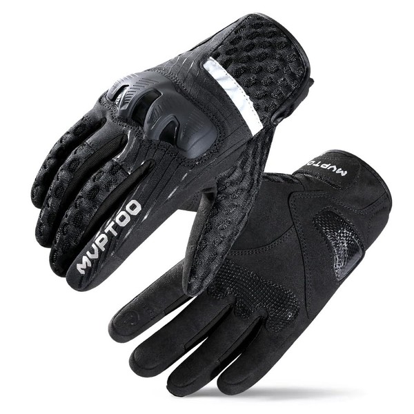 WTACTFUL Rubber Guard Motorcycle Gloves for Men Women Motorbike Touchscreen Full Finger Gloves for BMX ATV MTB Riding Road Racing Motocross Black L