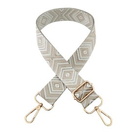 Boho Adjustable Bag Straps for Changing, 3.8 cm Wide Strap for Bags, Length Adjustable 72-130 cm Shoulder Strap, Accessories for Shoulder Bag, Shoulder Strap, Golden Buckle, Grey Diamond