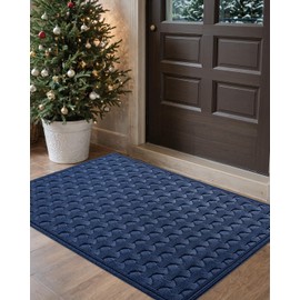 DEXI Front Door Mat Indoor Outdoor Entrance, Waterproof Low-Profile Doormat, Fade Resistant, Easy Clean Patio Entryway Mat, 35"x59", Navy Blue
