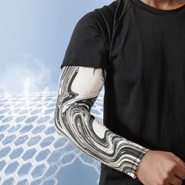 janhensy Arm Sleeve Gaming Esport Basketball: Arm Warmers Arm Sleeve Anti Sweat Arm Warmers Superlight Tattoo White Black Summer Men Women, Black (black stripes)