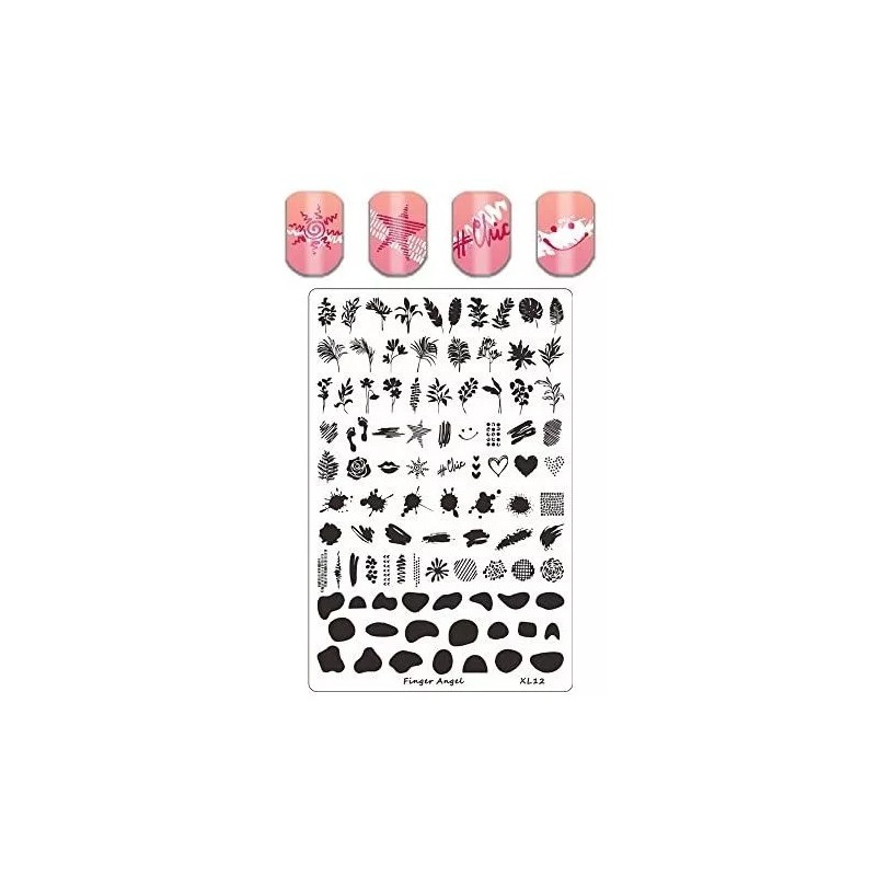 Finger Angel Placas Estampadoras 4pcs Nail Art Con Organizador Xl11-14