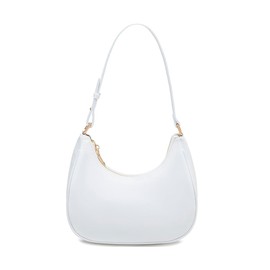 WSRYDJDL Crescent Shoulder Bags for Women Cute Hobo Tote Handbag Under the Arm Purses Mini Clutch Purse with Zipper Closure (Nylon White)