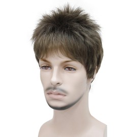 Lydell Men's Wig Natural Black/Brown Short Straight Hair Synthetic Full Wigs (RM73)