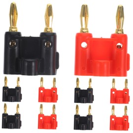 TEHAUX 10Pcs Double Banana Connector Gold Plated Audio Jack Connectors for Sound Systems High Stability Speaker Clips Insulated and Durable Design for Video Receivers