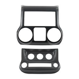 Center Dashboard Trim Cover AC Control Panel Cover Trim Kit Compatible with Jeep Wrangler JK JKU 2011-2017 Carbon Fiber Pattern