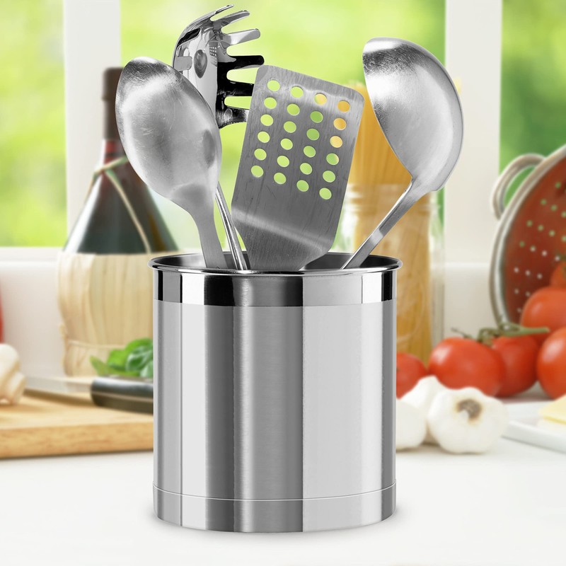 Oggi Stainless Steel Jumbo Utensil Holder - 7" Utensil Caddy,