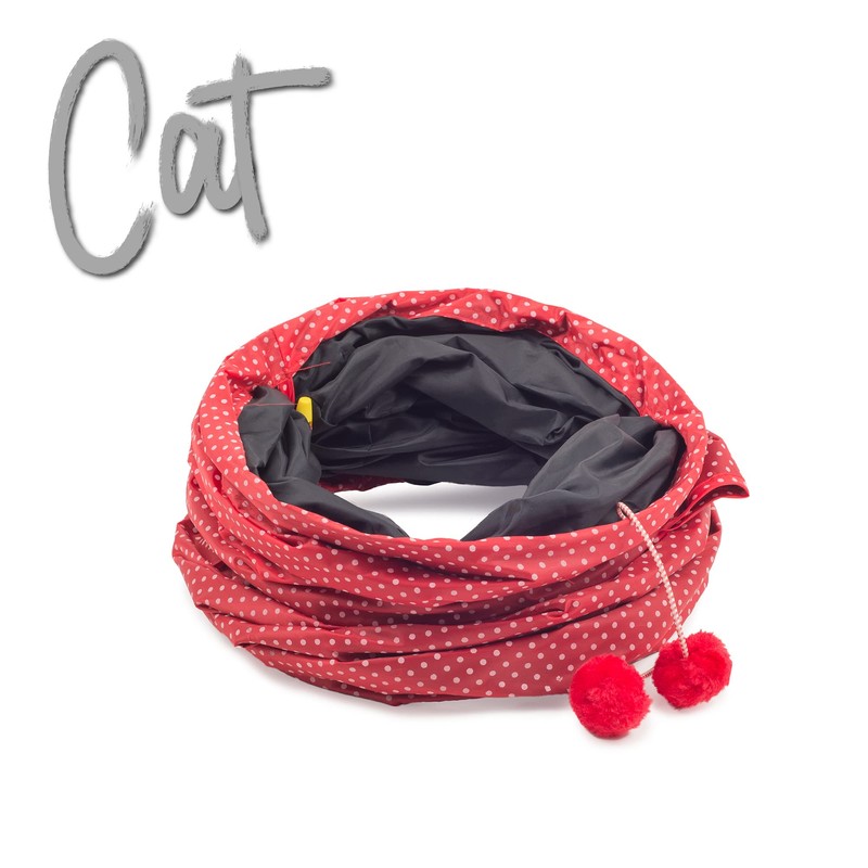 Ancol Red Polka Dot Cat Tunnel