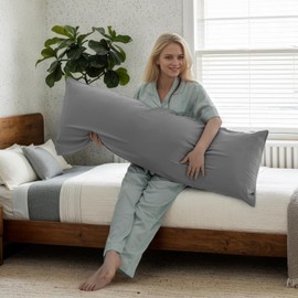 TELUS Body Cooling Pillow Case Cover, Bamboo Rayon & Lyocell Pillowcase with Zipper Closure, Breathable Pillow Case for Hot Sleepers and Night Sweats, 20x54 inches, Deep Grey