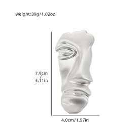 2Pcs Vintage Mask Brooch Minimalist Metal Figure Face Pin for Women Men (1 Pair Silver)