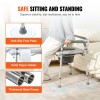 Adjustable Height Commode Chair With Removable Bucket Padded Seat Arms