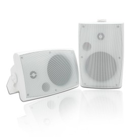 Herdio 400W 6.5 Inch Passive Outdoor Speakers Wired Waterproof,2 Way Wall Mounted Speakers with Powerful Bass for Patio Home Indoor Poolside Deck Backyard (Pair,White)