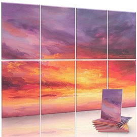 JaneTech 8-Pack Art Acoustic Panels Sound Absorbing Panels, 48x32 Inch Decorative Acoustic Panels, Sound Absorbing Wall Art with Nano Glue for Recording and Home Studio, Office,Conference