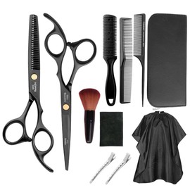 HaoYiShang Haircut Scissors, 11 Piece Set, Stainless Steel Sharp Professional Hair Scissors for Men and Women, Hairdressing Scissors, Thinning Scissors for Household Cutting Tool