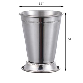 HningBuyox 2 Pack Mint Julep Cups, 12 OZ Classic Stainless Steel Cocktail Glasses with Beaded Trim Border, Silver Julep Glasses for Beer Juice Beverage Party Bar Home Restaurant