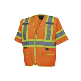 Pioneer Hi Vis Sleeved Safety Vest For Men & Women - Breathable Tricot - Reflective Tape - Pockets - Class 3 - Orange
