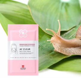 Leaders Insolution | AC Clear Skin Clinic Mask | Snail Secretion & Tea Tree Oil for Acne, Redness, Oil Control | 100% Cotton Bemliese Sheet | Balances & Soothes Sensitive Skin (5 Sheets)