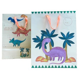 Dinosaur Gift Bag By Kissymix - Pack of 6 Medium-Sized Gift Bags for Children & Adults with Dinosaur Cut Outs to Make Your Own Dinosaur Scene