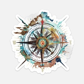 Not All Those Who Wander are Lost Compass Vintage Sticker, Car Bumper, Laptop, Water Bottle, Wall, Window Waterproof Vinyl Decal, Size - 5'' Longer Side