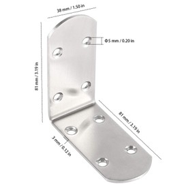 KEILEOHO 16 PCS Heavy Duty L Brackets, 3 x 3 Inch L Corner Brace, Stainless Steel L Bracket, 90 Degree Angle Shape Bracket for Joint Fixation for Shelf, Wood, Chair, Window, Furniture, Cabinet