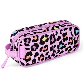 Choco Mocha Cheetah Pencil Pouch for Kids Toddler Girls, Soft Zipper Small Pencil Case for Little Girls, Kids Leopard Pencil Bag for Girls, Pink