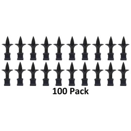 Black Plastic 5/8" Trident Spear Finial Fence Topper for Wrought Iron Picket Fence 0.625" Posts (100)