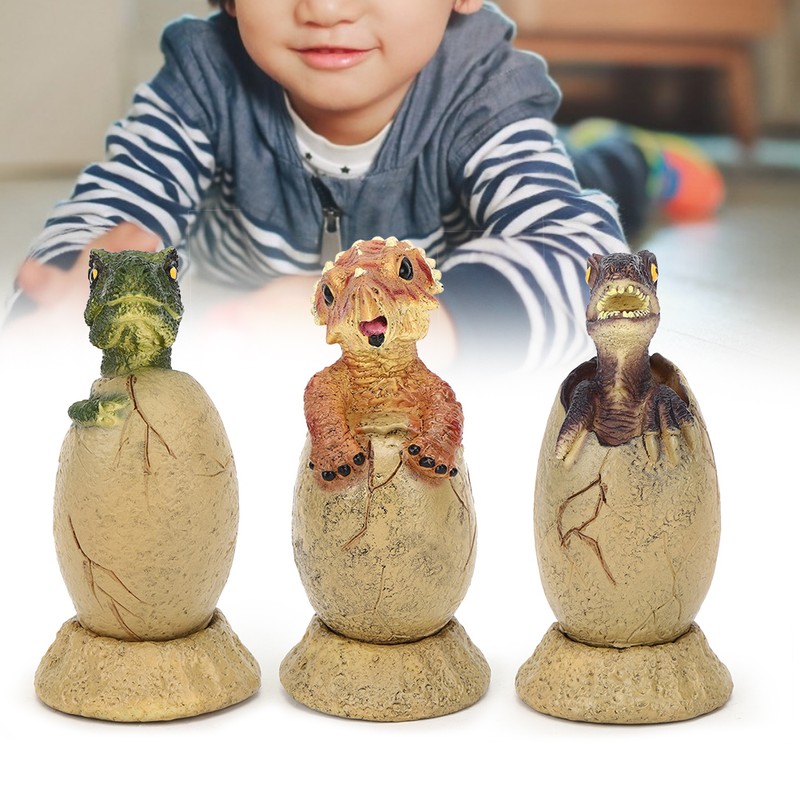 3PCS Cute Hatching Growing Dinosaur Eggs Model with Base for