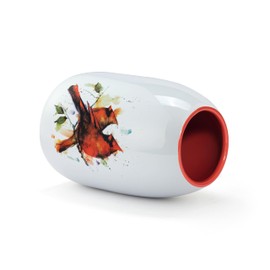 DEMDACO Dean Crouser Collection Vibrant Red Cardinal Pair 7 x 4.5 Stoneware Decorative Bud Floral Flower Vase Container Vessel