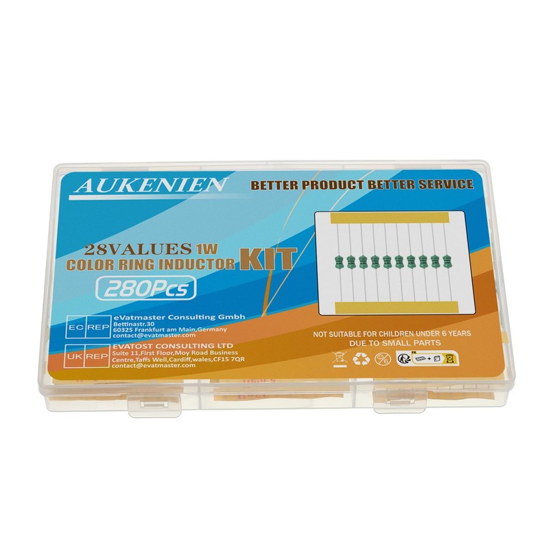 AUKENIEN 1W Colour Ring Inductors 28 Values Inductor Kit 1uH