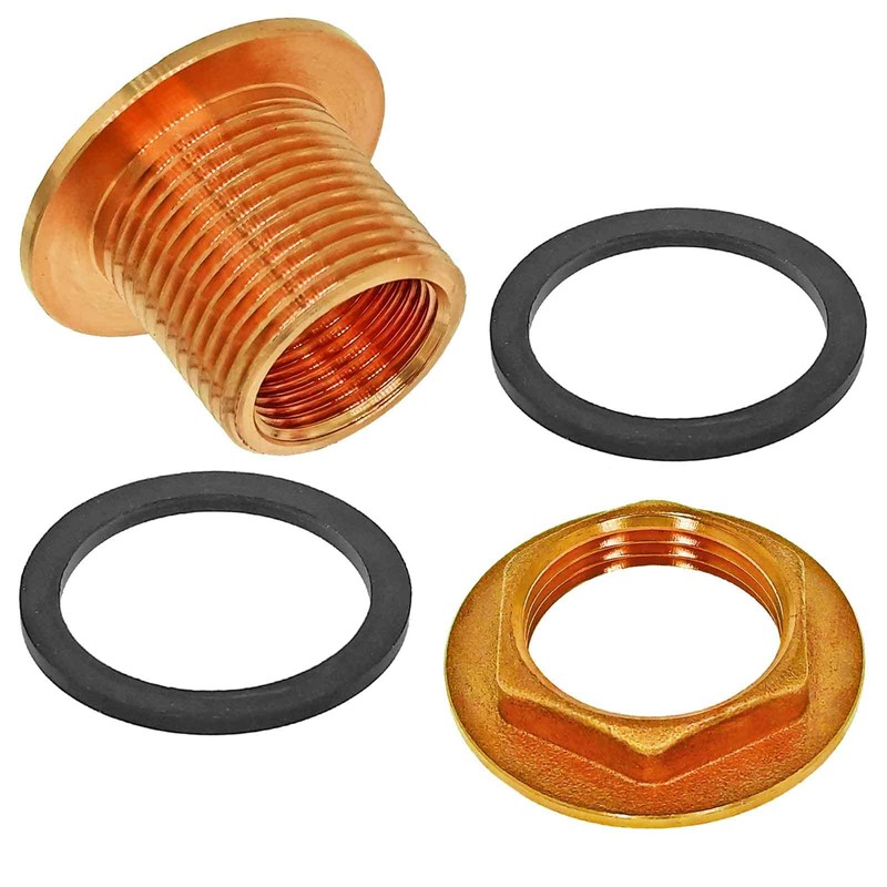 Brass Water Butt Feedthrough with Outlet Tap and Hose Nozzle