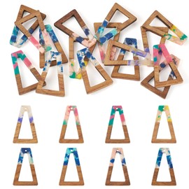FASHEWELRY 16Pcs Wooden Earring Charms Trapezoid Shaped Walnut Wood DIY Earrings Pendants Resin Wood Charms for Earring Necklace Jewelry Making Accessories