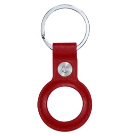 ZhaoCo Leather Key Ring for AirTag, Anti-Lost Portable Protective Case Cover Microfiber Leather Tracker Holder with Key Chain Accessories for Airtag Finder, Red