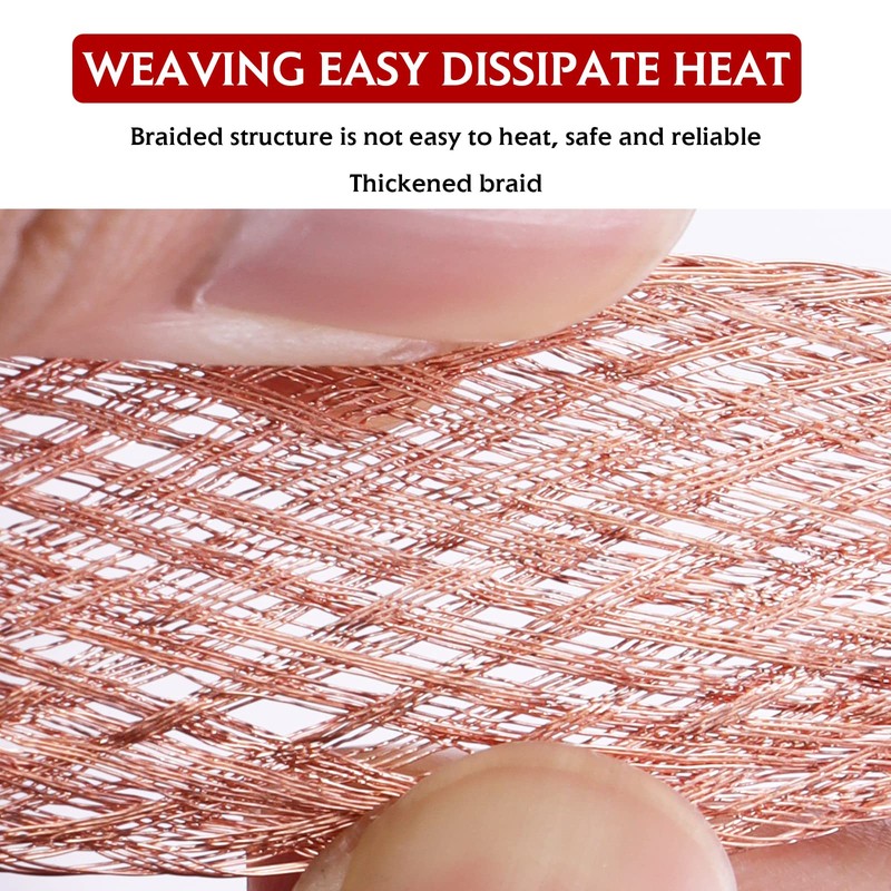 BuyUneed Braided Ground Straps Copper Automotive Grounding Wire Connection 1/4"