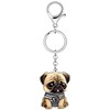 HUAGEO Acrylic Cartoon Pug Dog Keychain Backpacks Wallet Car Key