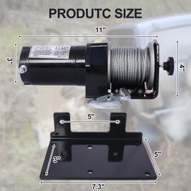 Donext 12V 2000lb ATV/UTV Electric Winch, Truck Winch with Big Yellow Wired Remote and Winch Mounting Plate, Off-Road Waterproof Steel Cable Winch for for UTV ATV & Jeep Truck and Wrangler in Car Lift